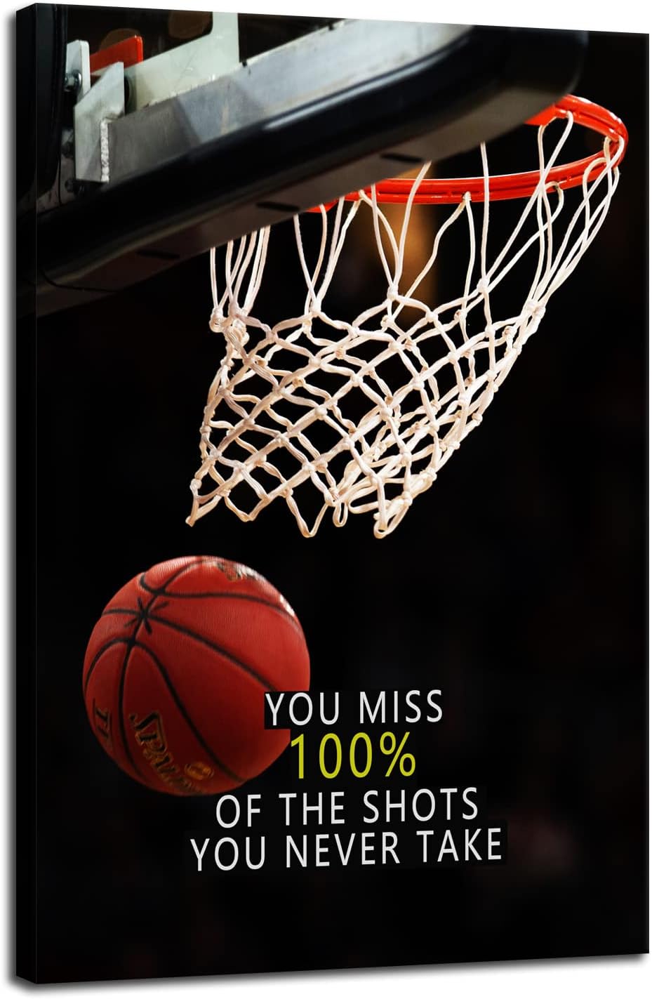 Inspirational Canvas Wall Art Sports Star quote Motivational Canvas affirmative basketball Poster Prints Framed Wall Art for Gym Inspiring Modern Home Wall Decor Framed Ready to Hang [12''W X 18''H]