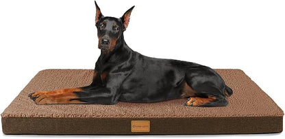 Patas Lague Orthopedic Large Dog Bed Washable Pet Sofa Mat 56''X40'' Brown | Egg-Crate Foam Dog Couch For Large Sized Dogs, Waterproof Removable Cover, Soft Pet Crate Bed With Nonskid Bottom