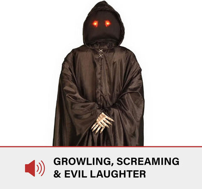 Haunted Hill Farm Motion-Activated Lurching Demon Reaper by Tekky, Lunging Scare Prop Halloween Animatronic for Indoor or Covered Outdoor Creepy Halloween Decorations, Plug-in or Battery Operated