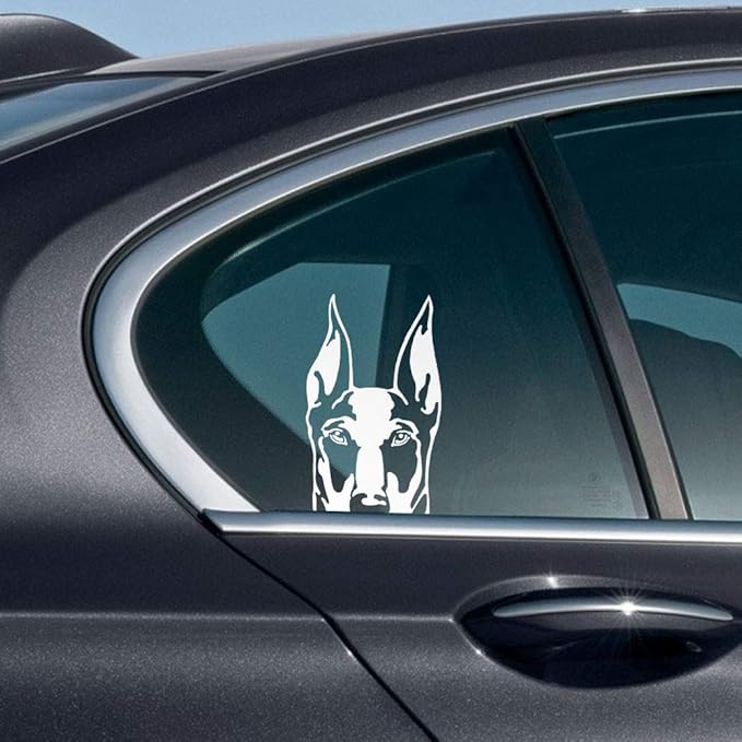 WIRESTER 6 inch Clear Vinyl Decal Sticker Decoration for Car Window (Or Any Flat Surface) - Doberman Pinscher Dog