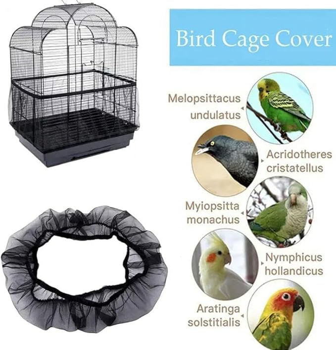 1Pc Black Small Bird Cage Cover,Small Birdcage Seed Catcher Guard Net Cover,Nylon Pet,Airy Gauze Birdcage Accessories Mesh Net,Dust,Bonsai Protection Pet Supplies