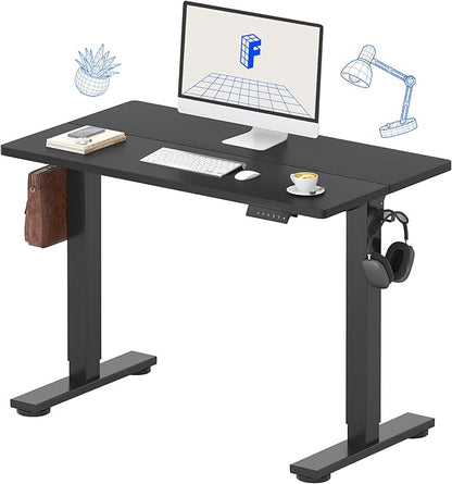 FLEXISPOT Standing Desk Electric Height Adjustable Desk with 40 x 24 Inch Splice Board, Home Office Computer Workstation, Black Top + Black Frame