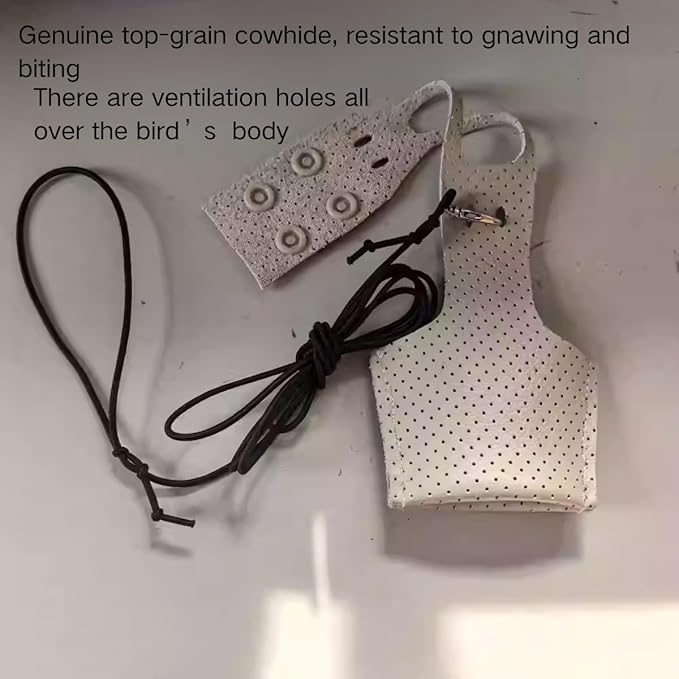 Premium Genuine Cowhide Bird Flight Harness Anti Bite Breathable Parrot Diaper Parrot Suit with Leash for Parakeet Conure Quaker Flying Clothes Rope and Handle (Without Leash,Small)