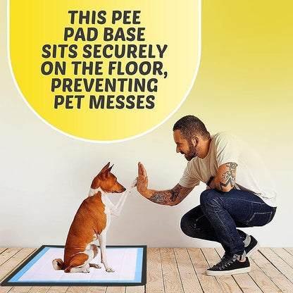 Dog Pee Pad Holder - Fits Up to 36” x 36” Pee Pad - 1 Pack - Black | Stable Grip, Soft Edges, Quick Wipe Silicone Surface, Dog Pad Holder for Indoor Flooring Protection