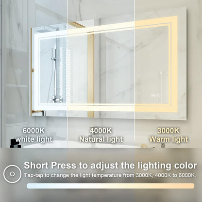 WELLFOR LED Bathroom Vanity Mirror 40 x 24 Inch, Lighted Anti-Fog Dimmable Mirror, IP44 Waterproof Wall Mounted Makeup Mirror, Packed with US Standard Plug and Touch Switch, (Horizontal/Vertical)