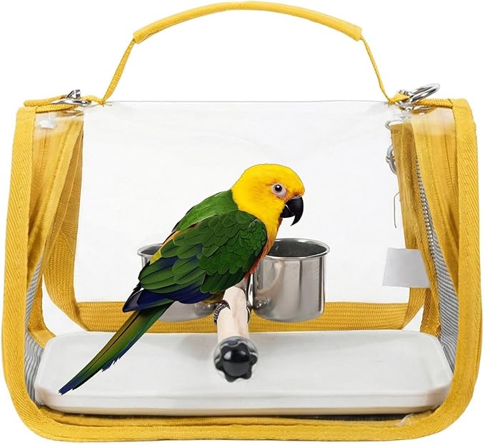 Breathable Bird Backpack, Transparent Travel Carrier, with Perch Stand, 35cm Ventilated Pet Bag with Clear Window Design, Bird Transport with Portable Style, Pet Carrier for Outdoor Travel Camping