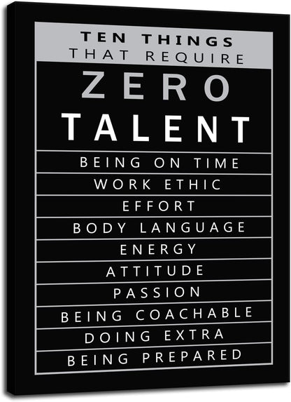 Inspirational Wall Art Ten Things That Require Zero Talent Quote Motivational Canvas Poster Painting Prints Wall Pictures for Living Room Office Home Decor Framed Artwork [30''W x 40''H]