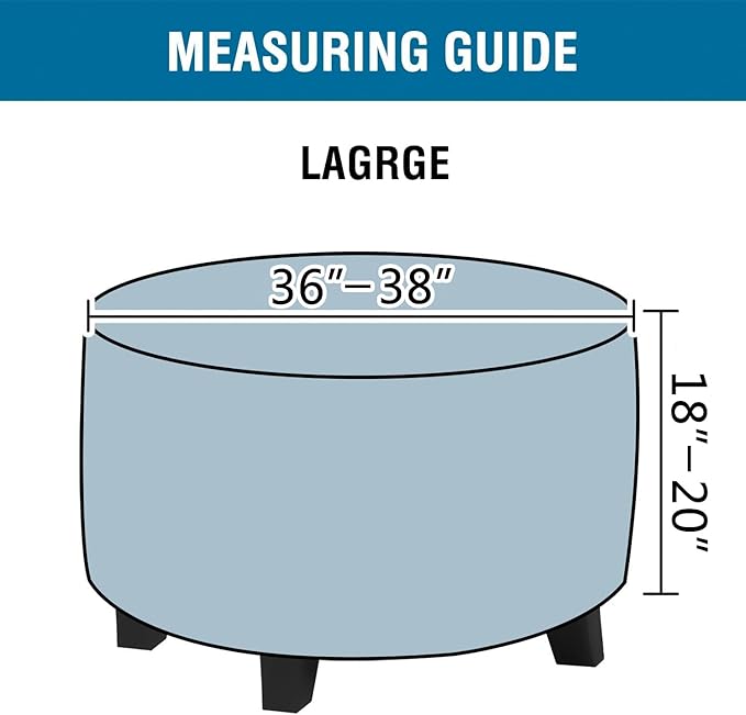 H.VERSAILTEX Round Ottoman Cover Thick Linen Look Ottoman Slipcover Round Ottoman Storage Cover Folding Stool Covers Furniture Protector Cover for Footrest Ottoman Fit Dia 36" - 38", Heather Grey