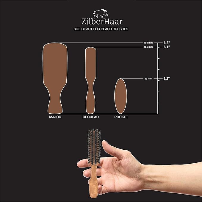 ZilberHaar Beard Brush Grooming Kit - Stiff Bristles Boar Bristles - Ideal for Medium to Long, Thick Beards - Distributes Balm & Oil for Growth/Styling - With Brush Cleaning Tool