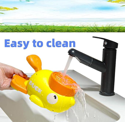 Cat Dog Automatic Feeder, Yellow Duck Shaped Pet Food Dispenser, Healthy Diet Pet Feeder,Slow Feeder Puzzle Toy, Press and Rotate to Dispense Food;