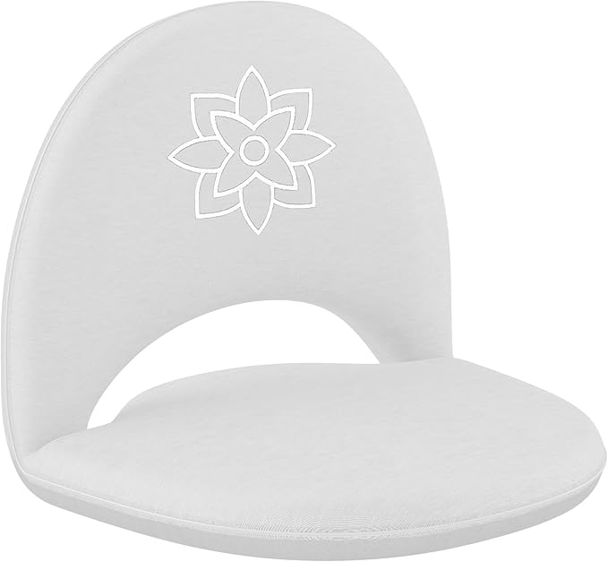 Mindful Modern Meditation Chair | Adjustable Floor Chair with Back Support | Padded Floor Seat for Posture Support and Comfort | Portable Folds Flat for Storage | Indoor/Outdoor Use | Classic White