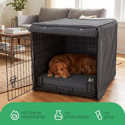 Molly Mutt I'm a Realist Dog Crate Cover, 100% Cotton Canvas Cover with 2 Roll-Up Panels, Ideal for Dog or Cat Crate, Durable, Washable, and Free of Harmful Chemicals, 48" x 30" x 33"