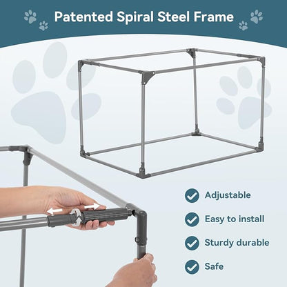 PETSFIT 26" Soft Portable Dog Crate – Patented Spiral Sturdy Frame, Collapsible Travel Kennel for Small Dogs, 3 Mesh Door, Lockable Zippers, Indoor & Car Use Khaki