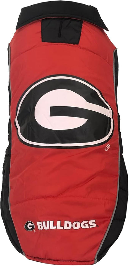 Pets First Collegiate Georgia Bulldogs Puffer Vest for Dogs & Cats. Size Large. Warm, Cozy, and Waterproof Dog Coat, for Small and Large Dogs/Cats.