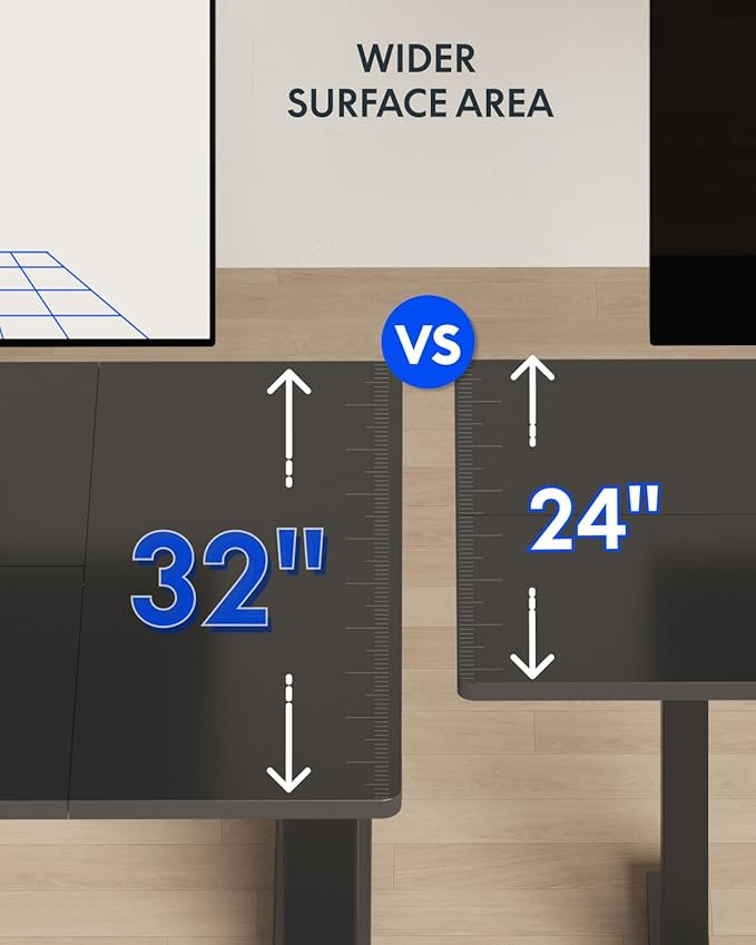 FLEXISPOT 71 x 32 Inch Large Standing Desk, Stand Up Desk with Splice Board, Rising Desks for Home Office, Office Desk with Headphone Hook (Black Frame + Black Top, 2 Packages)