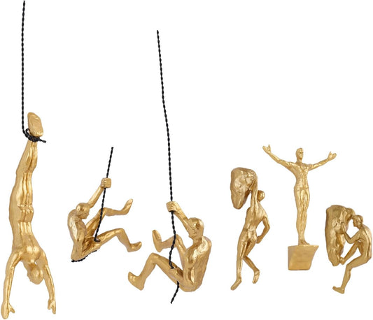 Set of 6 Climbing Men Wall Art Decor Sculpture,Nordic Modern Simplicity Decorative Wall Art, Climbing Man Sculptures,Home & Office Climber Gifts