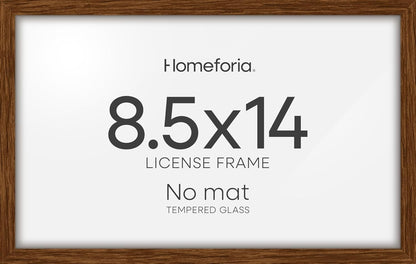 Homeforia 8.5x14 Marriage License Frame Brown, High End Dark Oak 8.5 x 14 Certificate Frames, 8.5by14 Walnut Wood Frame for Wall & Tabletop, 8.5 by 14 Wooden Frames, Tempered Glass, Wall Kit, Set of 1