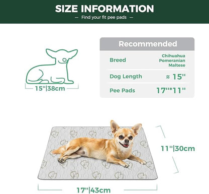 FXW Washable Pee Pads for Dogs, Super Absorbent, 11" x 17", 4 Packs | Machine washable, Non-slip backing