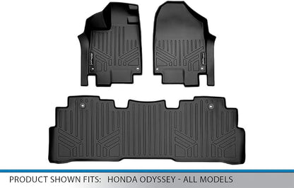 SMARTLINER Custom Fit Floor Mats 2 Row Liner Set for 2018-2025 Honda Odyssey