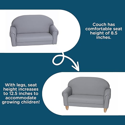 Children's Factory As We Grow Sofa, Gray, CF805-314, Playroom Couch, Daycare Furniture, Kids Seating for Classroom, Flexible Seating for Elementary