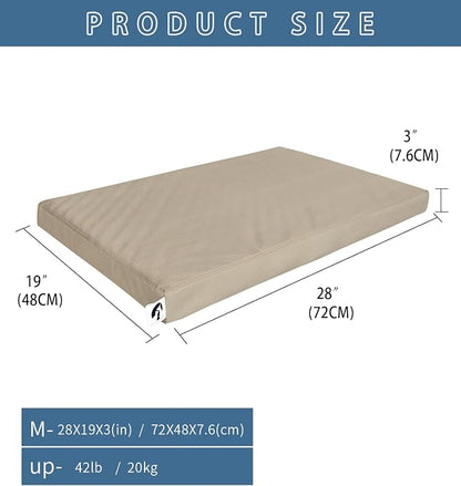 Waterproof Leather Dog Bed Crate Pad, Durable Brown Pet Mattress for Medium Dogs Pet Beds with Wipeable Covers, Easy to Clean Washable Mat for Cage