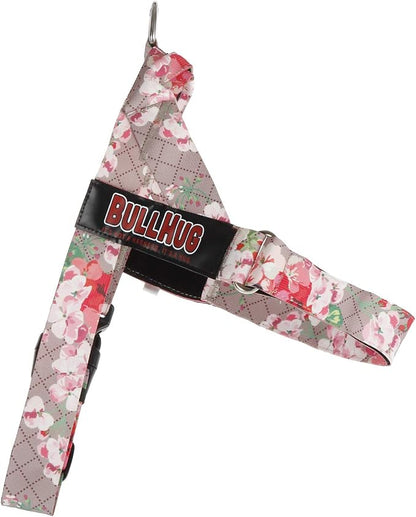Adjustable Dog Harness– No Pull, No Choke – for English Bulldogs, French Bulldogs, Pugs & Broad-Chested Breeds – Easy, Safe Walks (Pink Floral, XL)