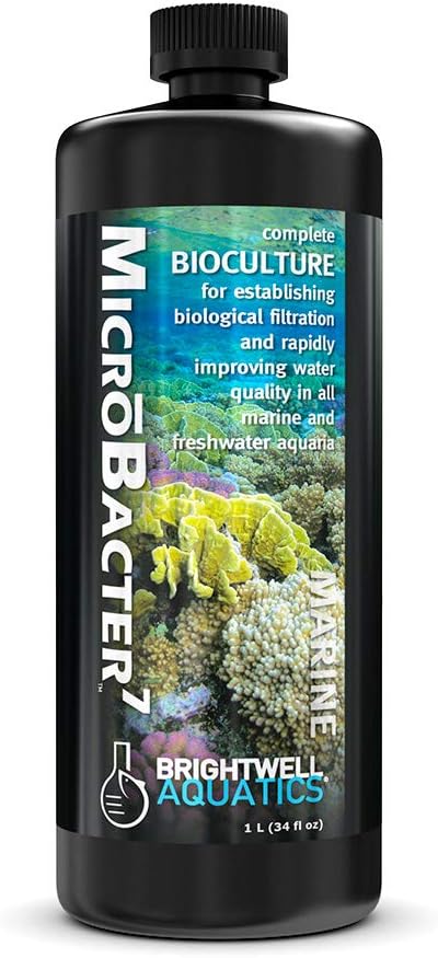 Brightwell Aquatics MicroBacter7 Complete Bioculture for Fish Tank or Aquarium - Populates Biological Filter Media for Saltwater and Freshwater Fish - Aquarium Water Treatments, 33.8 fl oz