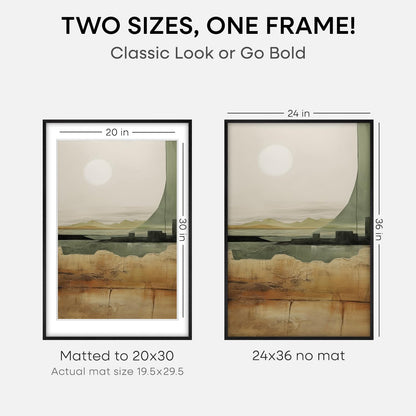 Homeforia 24x36 Black Wood Frame, High End Oak 24x36 Large Wooden Poster Frames with Mat 20x30 inch Photo, 24 x 36 Picture Frame Matted to 20 x 30, 36x24 Thin Frame, Tempered Glass, Wall Kit, Set of 1