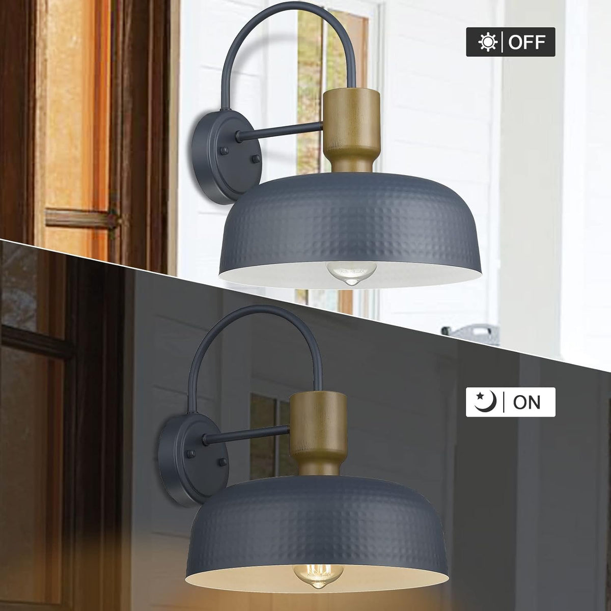 Outdoor Barn Light Gooseneck Barn Light, Farmhouse Exterior Wall Mount Light Vintage Wall Lighting Fixture Industrial Sconce Lantern for Porch, Entryway, Garage, Blue, 1 Pack