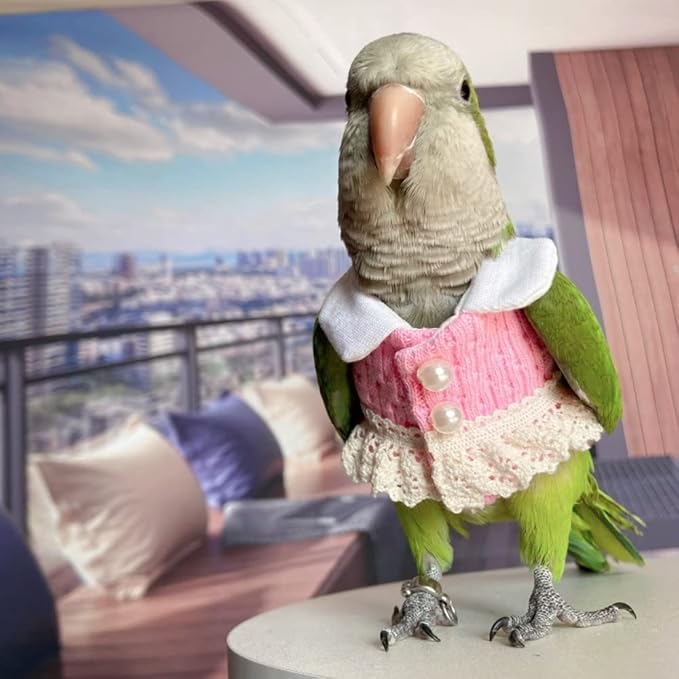 Bird Diaper Flight Suit - Pink Top Bird Clothes Cosplay Photo Prop for Parrots, Lovebirds, Parakeets, Cockatiels & Small Animals (Macaw)