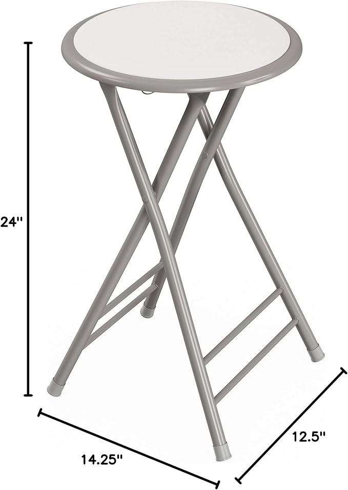 Lavish Home Set of 4 Counter Height Bar Stools - 24-Inch Backless Folding Chairs with 225lb Capacity for Kitchen, Rec Room, or Game Room (White)