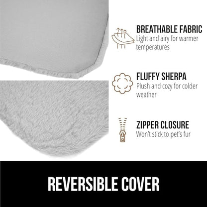 GORILLA GRIP Cat Window Perch, Foldable Cat Window Hammock Bed with 6 Large Suction Cups, Cordless Indoor Wall Shelves, Strong Metal Frame Holds 30lbs, Reversible Washable Sherpa Cover, Medium Gray