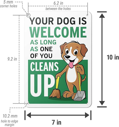 (2 pack) 7" x 10" Clean Up After Your Dog Sign – Aluminum | UV Protected, Laminated, Water & Dust Resistant | Outdoor Pet Waste Reminder with Rounded Corners