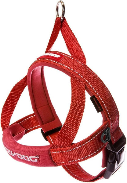EzyDog Quick Fit Dog Harness, Soft Neoprene Padding - X-Large, Red | Fast One-Click Buckle, Adjustable Fit, Strong Reinforced Materials, Reflective Stitching, No Pull Dog Harness, Easy Walking