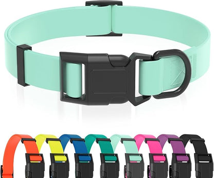 Waterproof Dog Collar, Easy to Clean Rubber Dog Collars with Quick Release Buckle Fits Small Medium or Large Dogs (Mint Green, M < 11.8-18.5 inch)