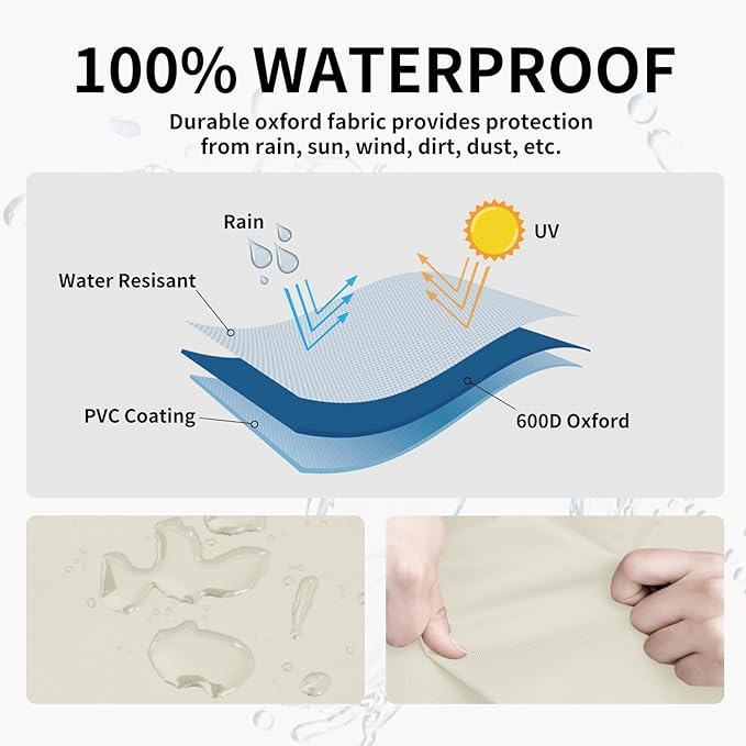 Easy-Going Outdoor Couch Cover - Heavy Duty 3-Seater Patio Sofa Cover, Windproof, Durable (85Wx37Dx35H inch, Beige/Dark Brown)