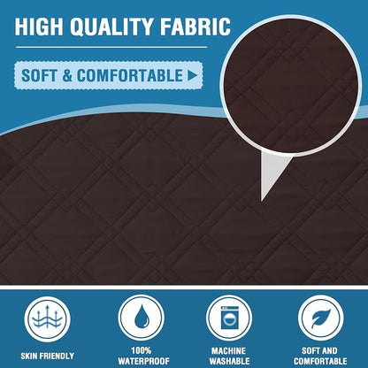 H.VERSAILTEX Sofa Cover 100% Waterproof Slipcover Furniture Protector, Washable Couch Cover with Non-Skid Backing and Elastic Straps for Kids, Dogs, Pets(Sofa, Brown)