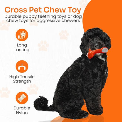 Tri-Chew Toy for Dogs, Bacon Scented, Long-Lasting and Durable Teething Toy, Odor Stimulating Tough Toy for Aggressive Chewers, Orange