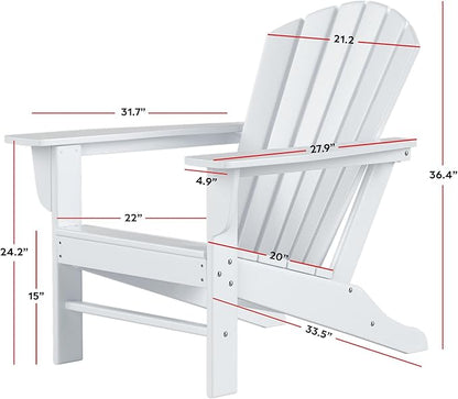 Costaelm Outdoor Adirondack Chair, HDPE Patio Chair, Weather Resistant Lawn Firepit Outside Chairs for Porch, Poolside, Garden, Backyard Deck, Red