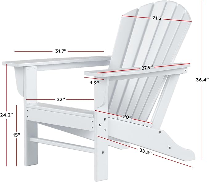 Costaelm Outdoor Adirondack Chair, HDPE Patio Chair, Weather Resistant Lawn Firepit Outside Chairs for Porch, Poolside, Garden, Backyard Deck, Dark Brown