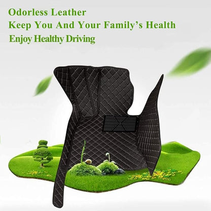 Personalized Picture & Name Car Floor Mats, Custom Leather Full Set with Your Image + Text, Unique Gift for Drivers(Pink+Black)