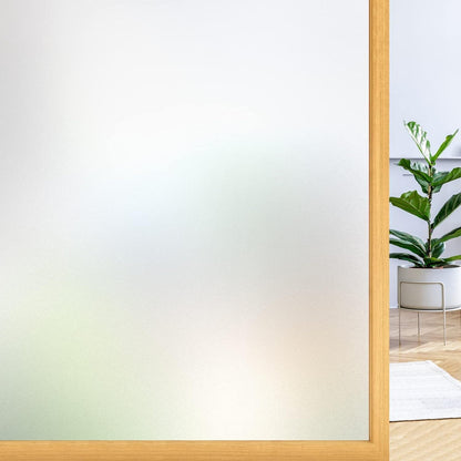 rabbitgoo Window Privacy Film, Frosted Glass Window Clings, Static Cling UV Heat Blocking Door Stickers for Home Bathroom, Removable Indoor Decal Coverings Day and Night, Pure, 17.5 x 118.1 Inches