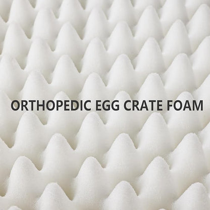 Patas Lague Orthopedic Large Dog Bed Washable Pet Sofa Mat 48''X30'' Ivory | Egg-Crate Foam Dog Couch For Large Sized Dogs, Waterproof Removable Cover, Soft Pet Crate Bed With Nonskid Bottom