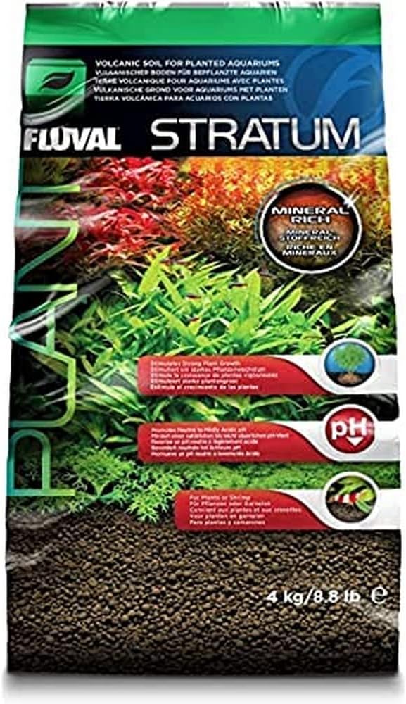 Fluval 12694 Plant and Shrimp Stratum for Freshwater Fish Tanks, 8.8 lbs. – Aquarium Substrate for Strong Plant Growth, Supports Neutral to Slightly Acidic pH