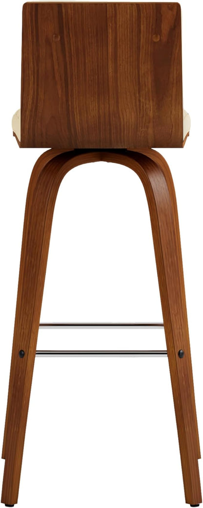 Armen Living Vienna Bar Height Bar Stool Kitchen and Dining, 30" Cream/Walnut, More color/size option