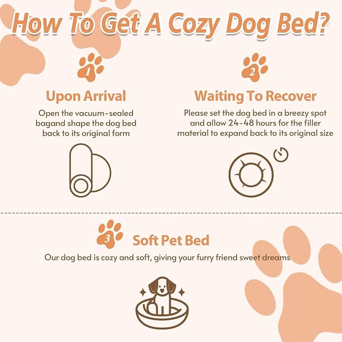 JOLLYVOGUE Calming Dog Beds Large Sized Dog, 36in Donut Washable Large Pet Bed, Anti-Slip & Anti-Anxiety Fluffy Faux Fur Round Dogs Bed, Fits up to 80 lbs Pets (Dark Pink)