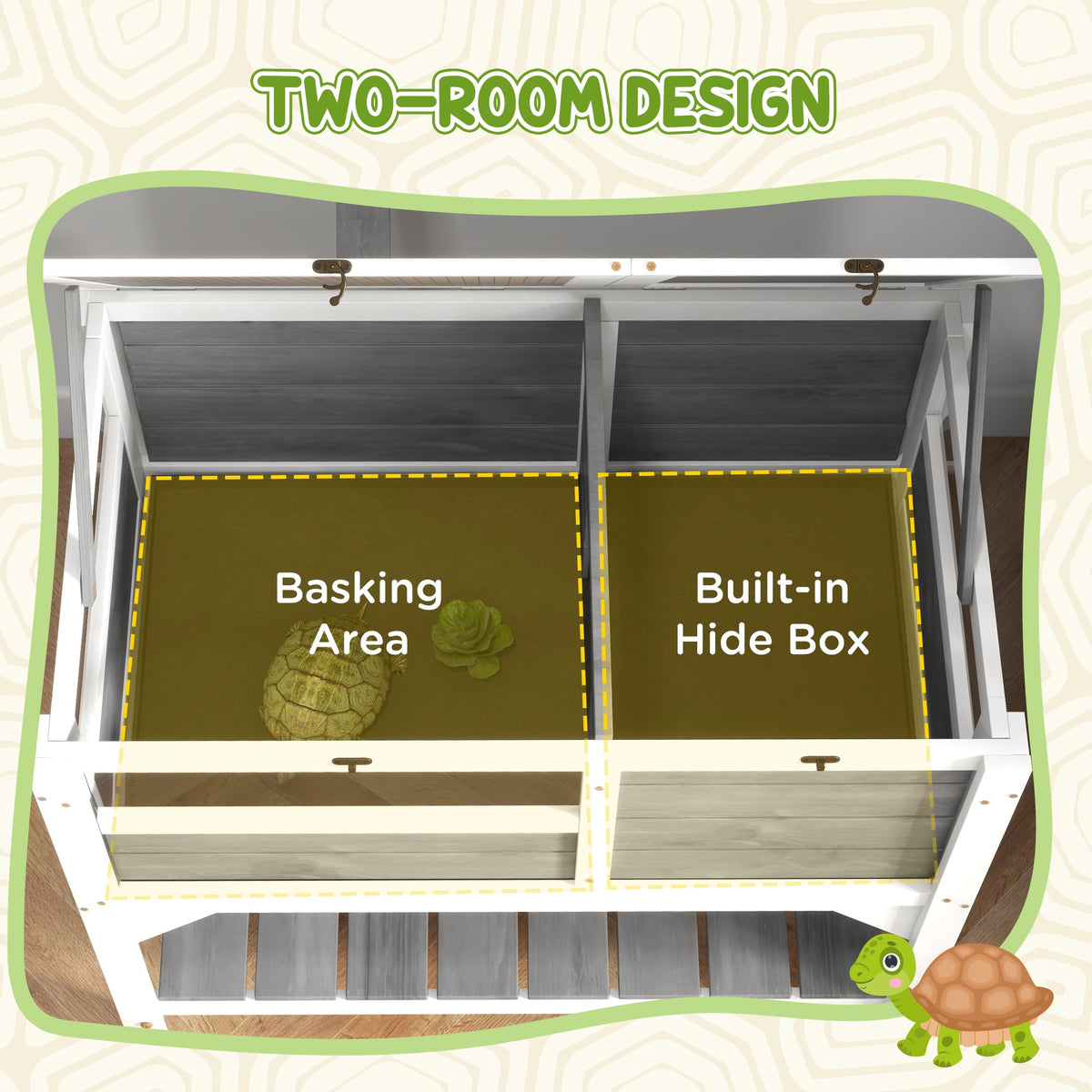 Tortoise Habitat with Shelf Storage Tortoise Gift Accessory with Weather Protection for Indoor, Light Gray