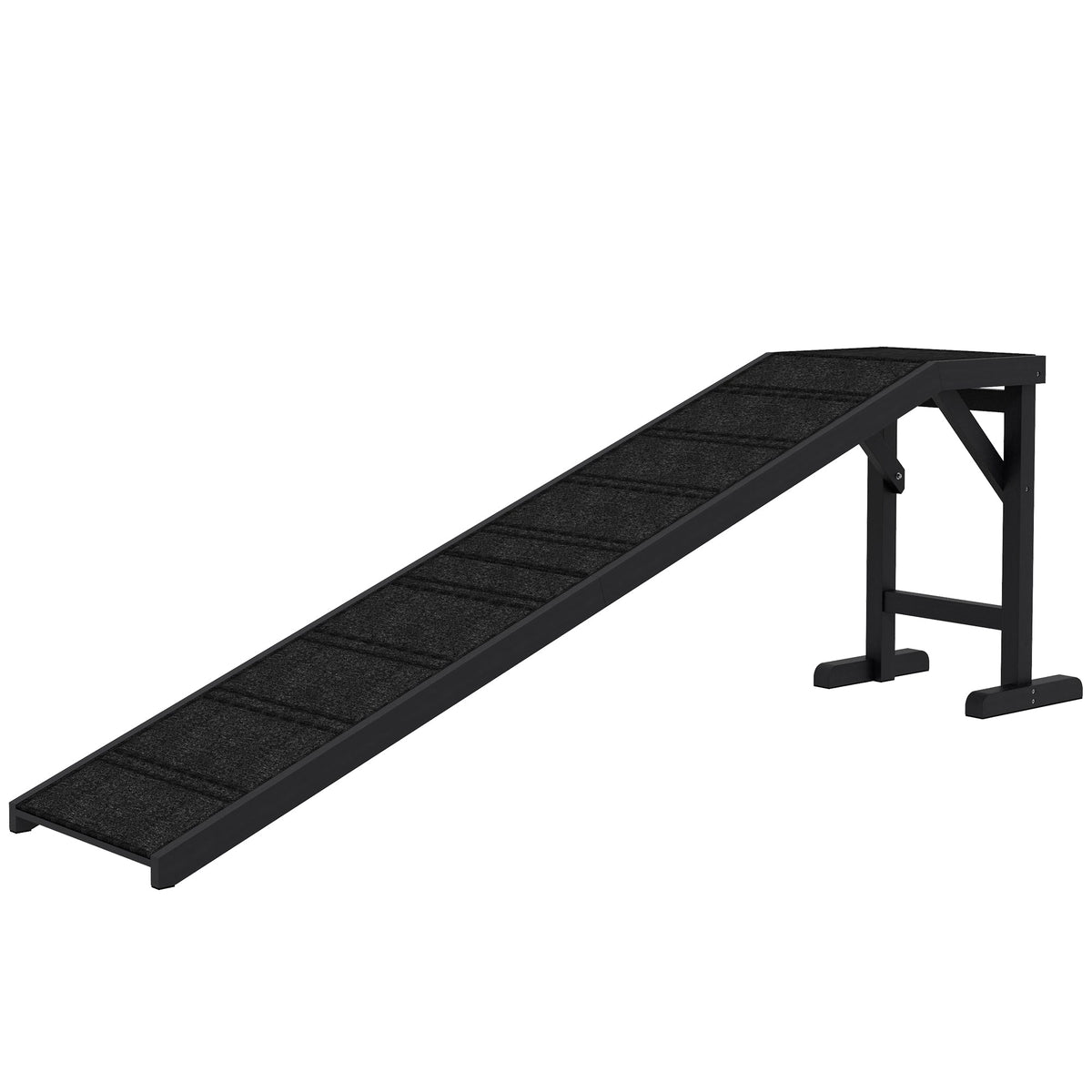 Dog Ramp w/ Non-Slip Carpet and Top Platform, 74" x 16" x 25", Black