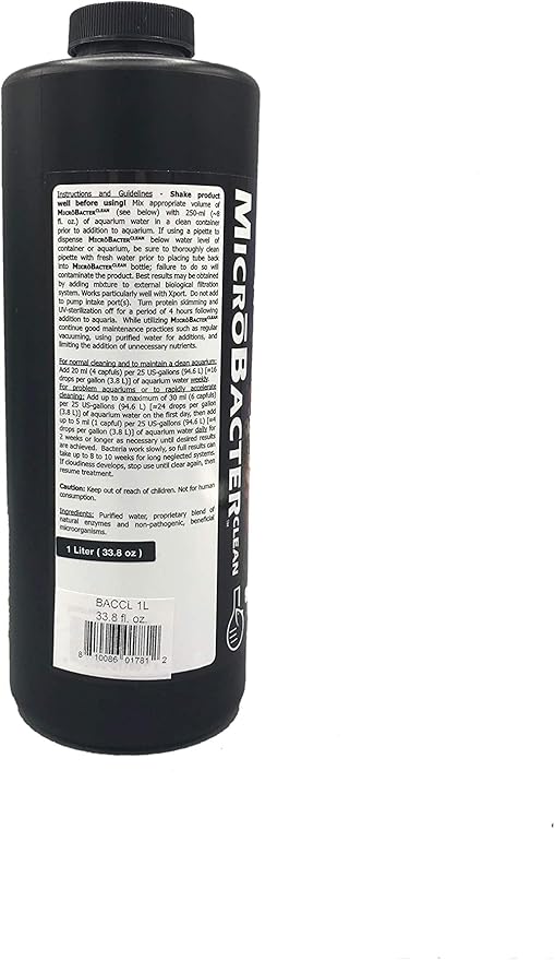 Brightwell Aquatics MicroBacter Clean - Microbial Culture & Enzyme Blend Fish Tank Cleaner - Cleans Live Rock Surfaces for Saltwater Fish Habitats - Aquarium Water Treatments, 33.8 fl oz