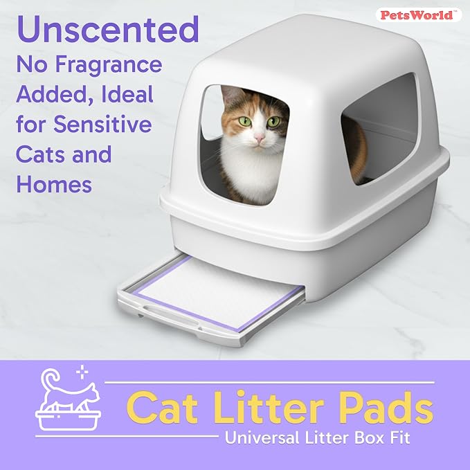 PetsWorld Universal Fit Cat Pad Refills for Litter Box, Unscented, Odor Control, Pack of 800